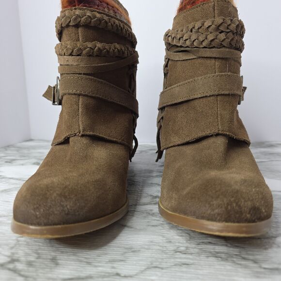 Naughty Monkey Boots Brown Fringe Suede Western Heel  Womens US 7.5 Boho Y2K - Picture 2 of 13